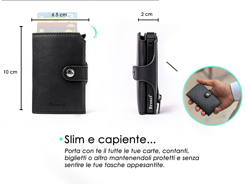 Portafoglio Uomo Vera Pelle Portafoglio Uomo In Vera Pelle Bifold - Multifunzionale Con Scomparti Carte E ID Portafoglio Bifold Pelle - Foto 8