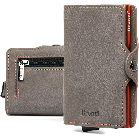 Portafoglio - PopUp Grigio Pelle Zip